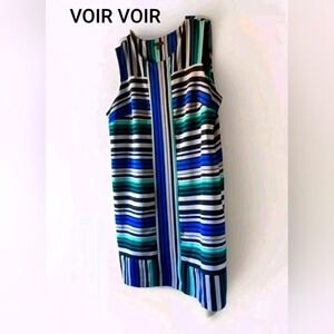 Voir Voir Stripe Sleeveless Side Zip Jersey Shift Dress  24W